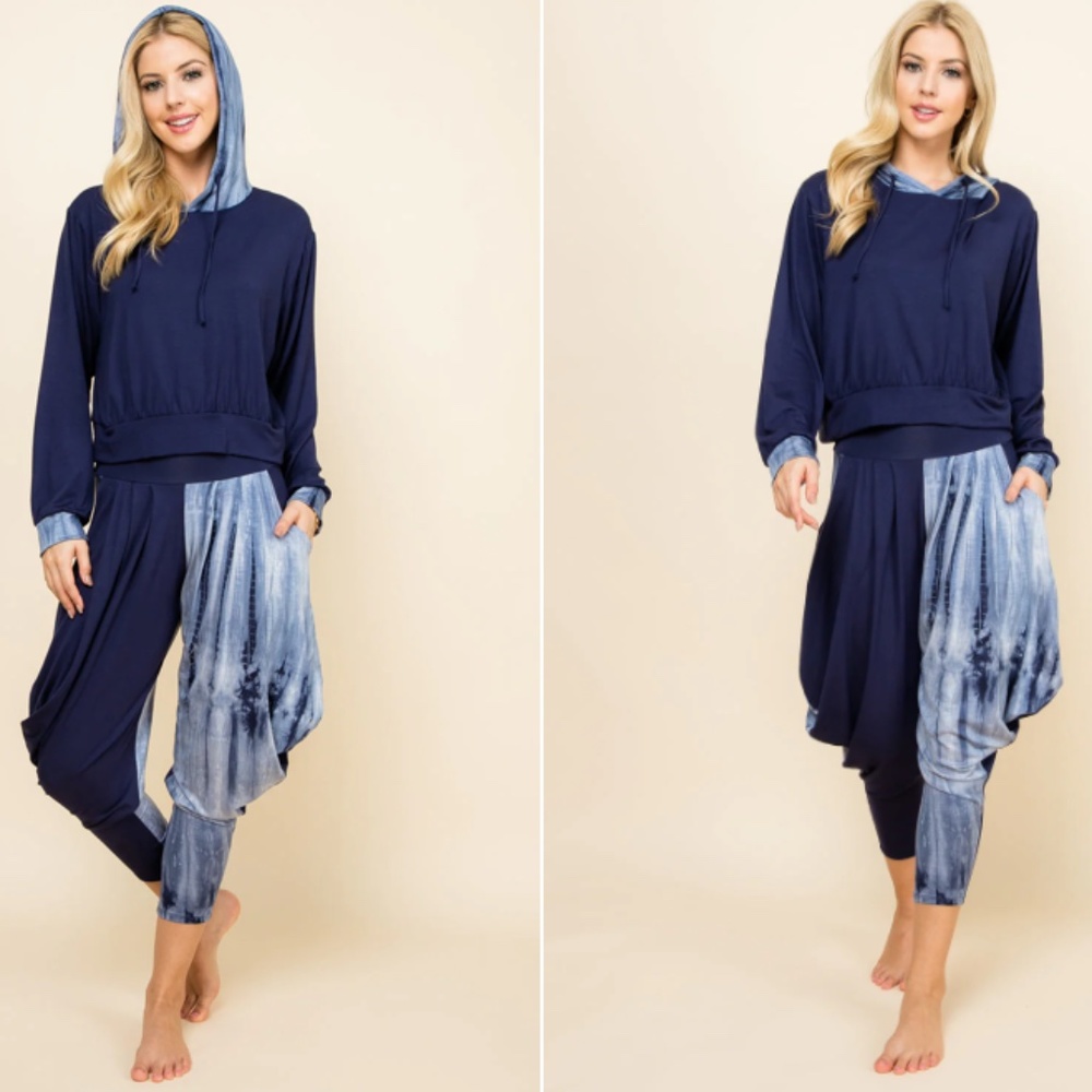 Kooniez Set - Navy Marble Tie-Dye Patchwork Size XS